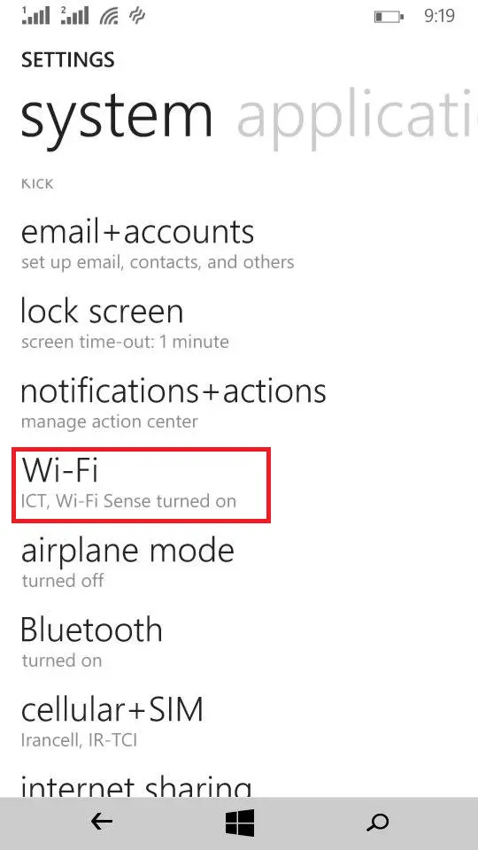 اتصال به wifi از طریق Windows Phone - 1