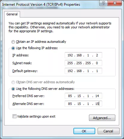 IP به سیستم به‌صورت دستی در ویندوز 8 7