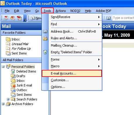 راهنمای تنظیمات Outlook 2003 - 12