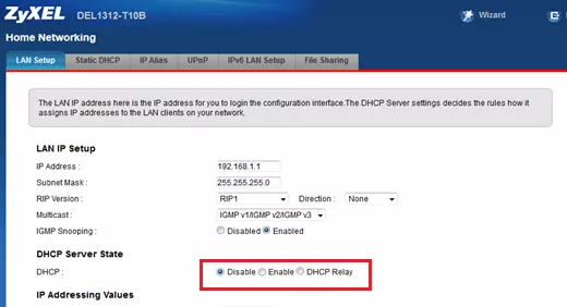 فعال کردن DHCP مودم